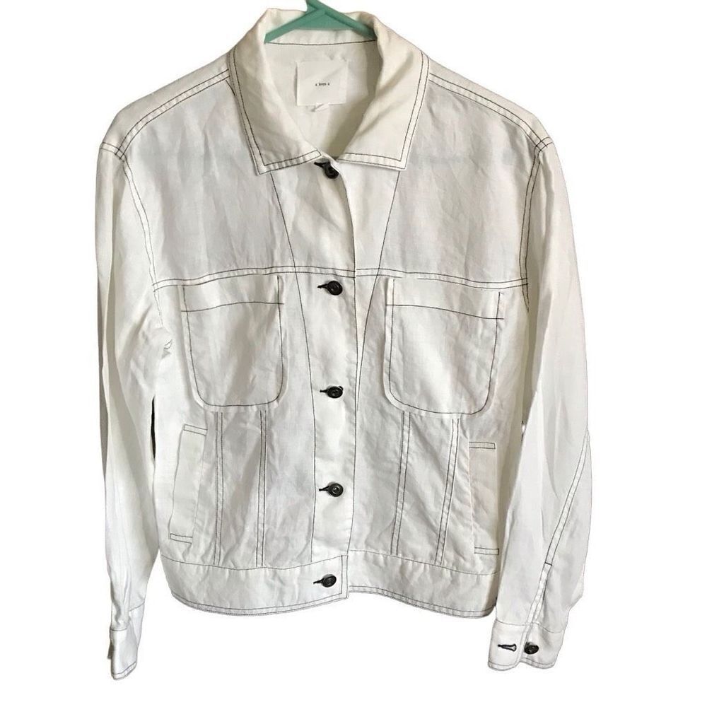 A Loves A Size Small white 100% Linen Jacket long sleeve lightweight travel